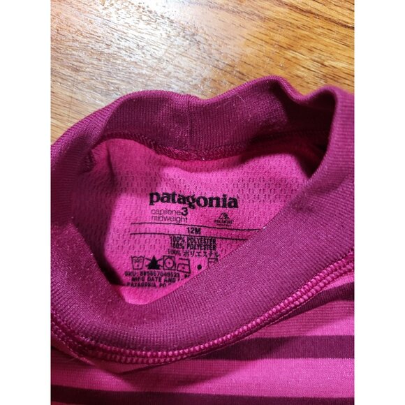 Patagonia Capilene Midweight 12m Pink Burgandy Long Sleeve - Picture 3 of 3